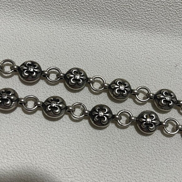 Chrome Hearts BS Fleur Charm Ball Chain Necklace Sterling Silver - Picture 7 of 7